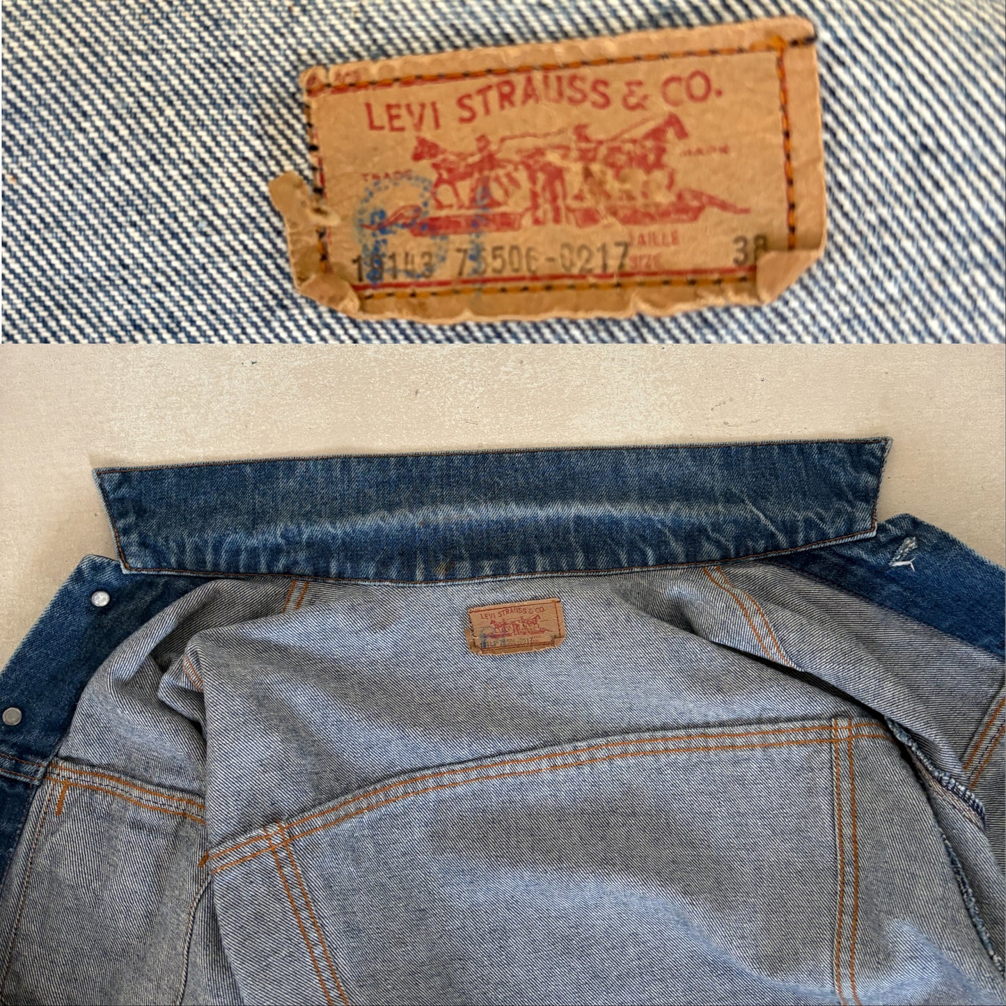 Size 38US/48EU .Vintage 70s Levi’s Denim Jacket – 2 Pockets – Made in USA - USA Vintage Bcn