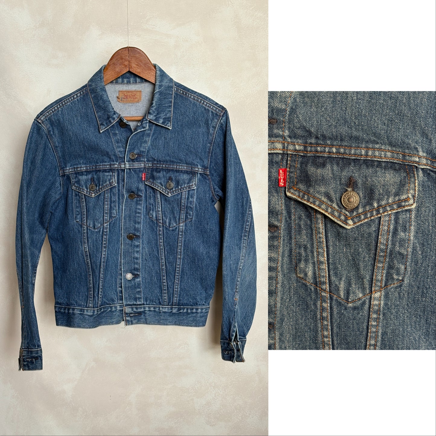 Size 38US/48EU .Vintage 70s Levi’s Denim Jacket – 2 Pockets – Made in USA - USA Vintage Bcn