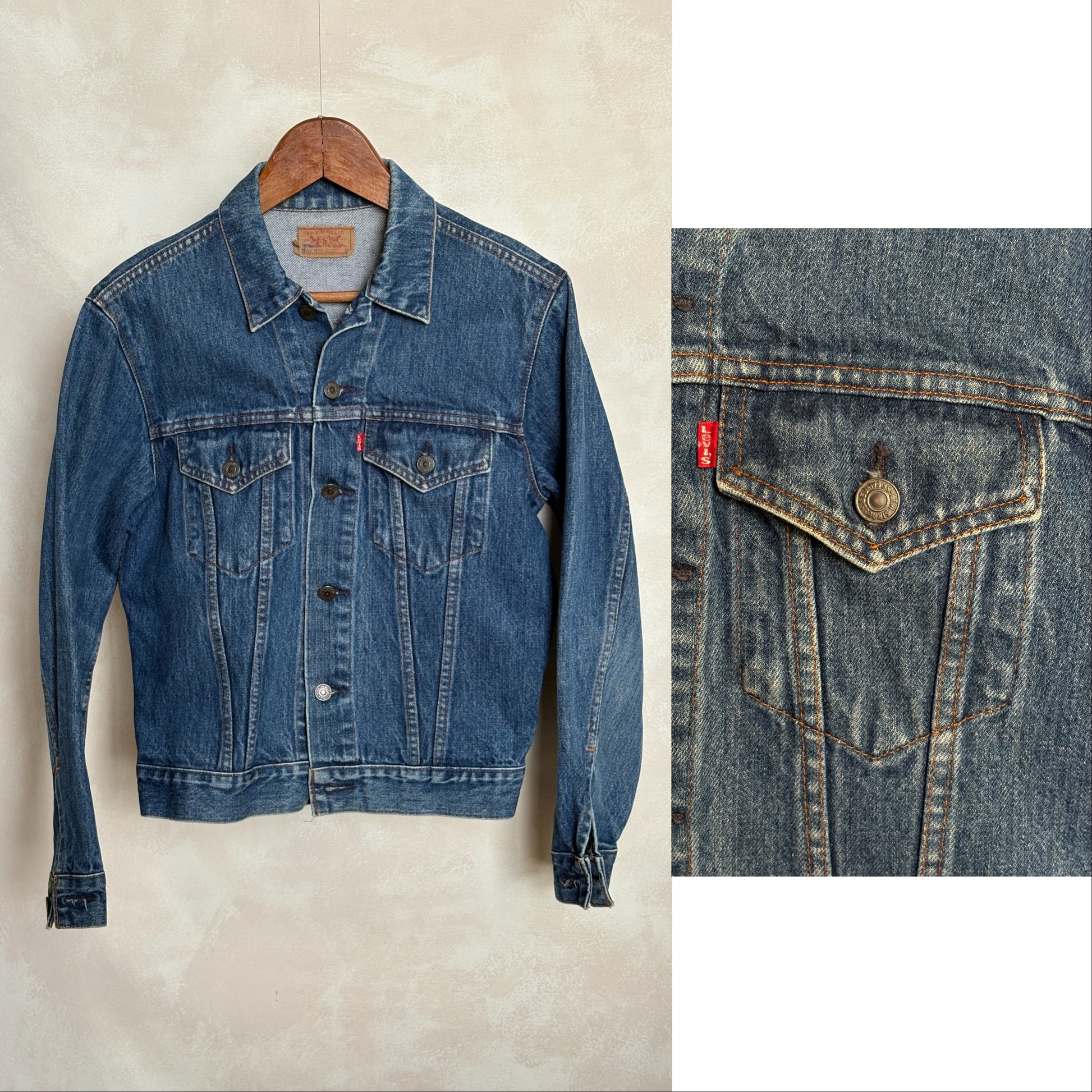 Size 38US/48EU .Vintage 70s Levi’s Denim Jacket – 2 Pockets – Made in USA - USA Vintage Bcn