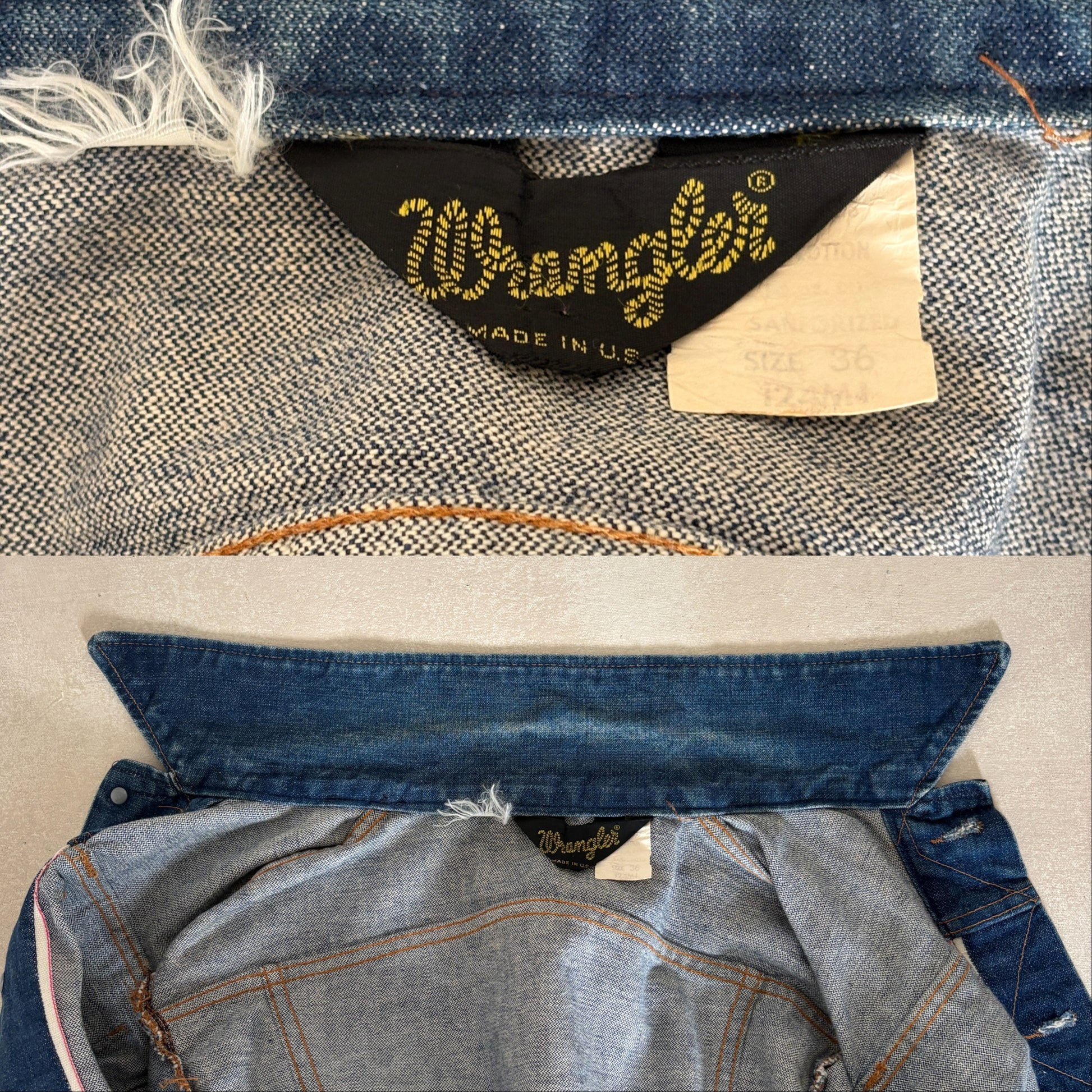 Size 36US / 46EU. Authentic 70s Wrangler denim jacket -4 pockets- Made in the USA - USA Vintage Bcn