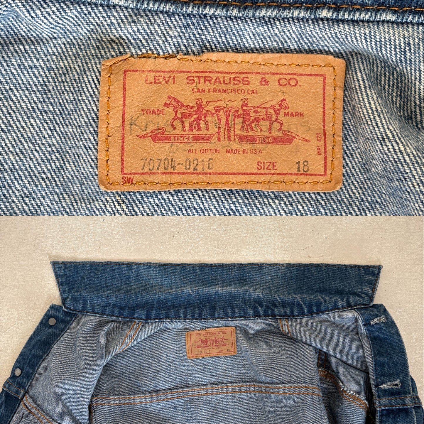 Size 34 . Vintage 80s Levi’s Denim Jacket – 2 Pockets – Made in USA - USA Vintage Bcn