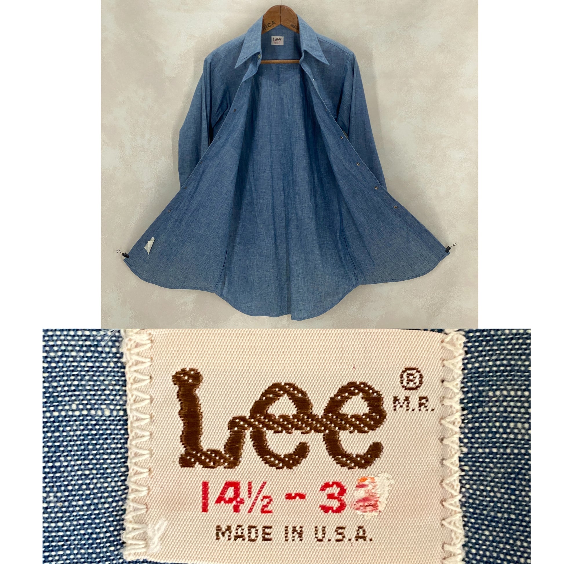 Size Small. NOS Vintage Lee chambray shirt Made in USA - USA Vintage Bcn