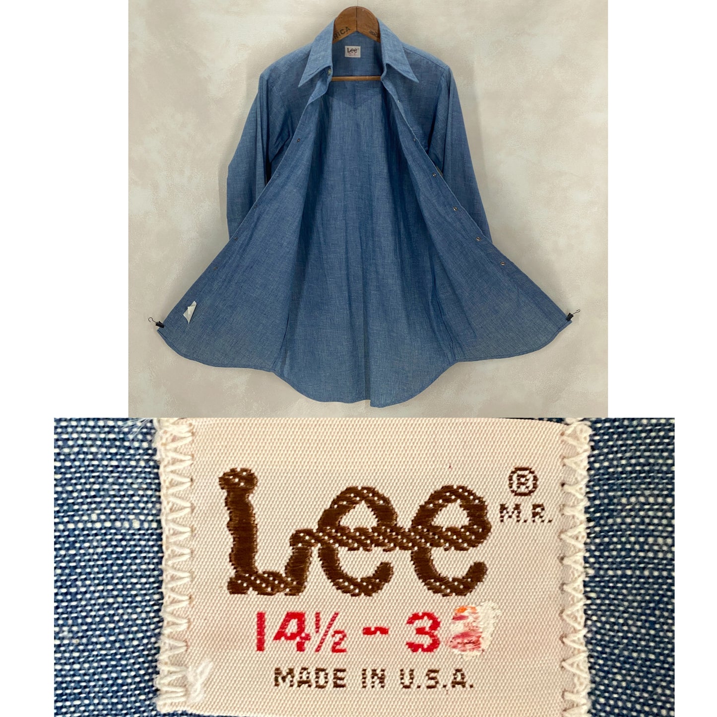 Size Small. NOS Vintage Lee chambray shirt Made in USA-AJ357 Studio