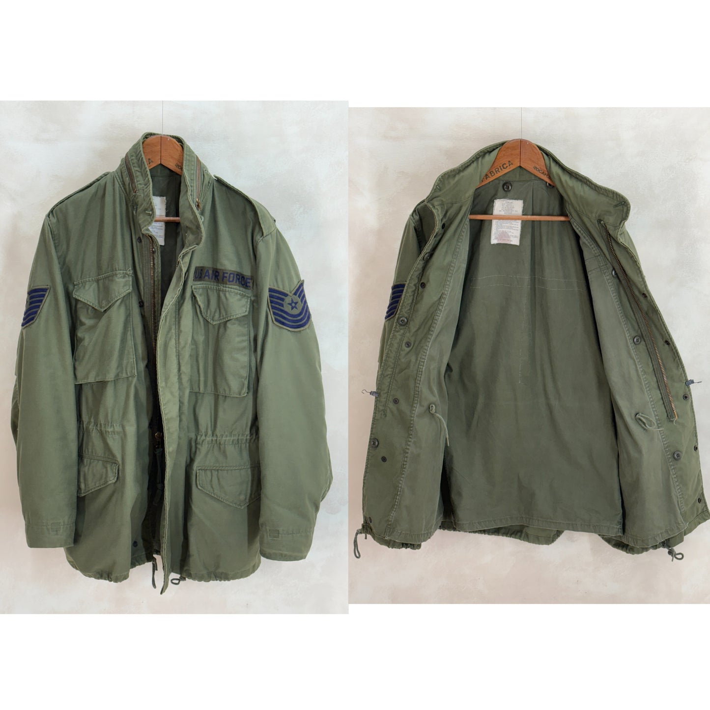vintage m65 jacket, 1972 air force jacket, us military field jacket, authentic m65 medium long, vintage army coat, air force