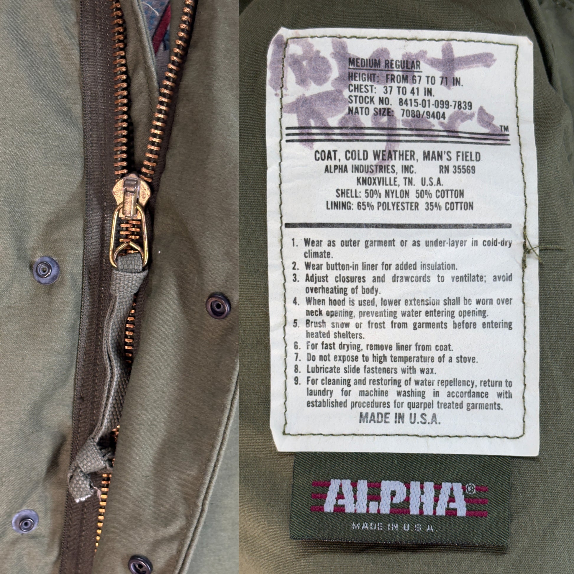 Medium Reg. Alpha Industries US M-65 field jacket Military - USA Vintage Bcn