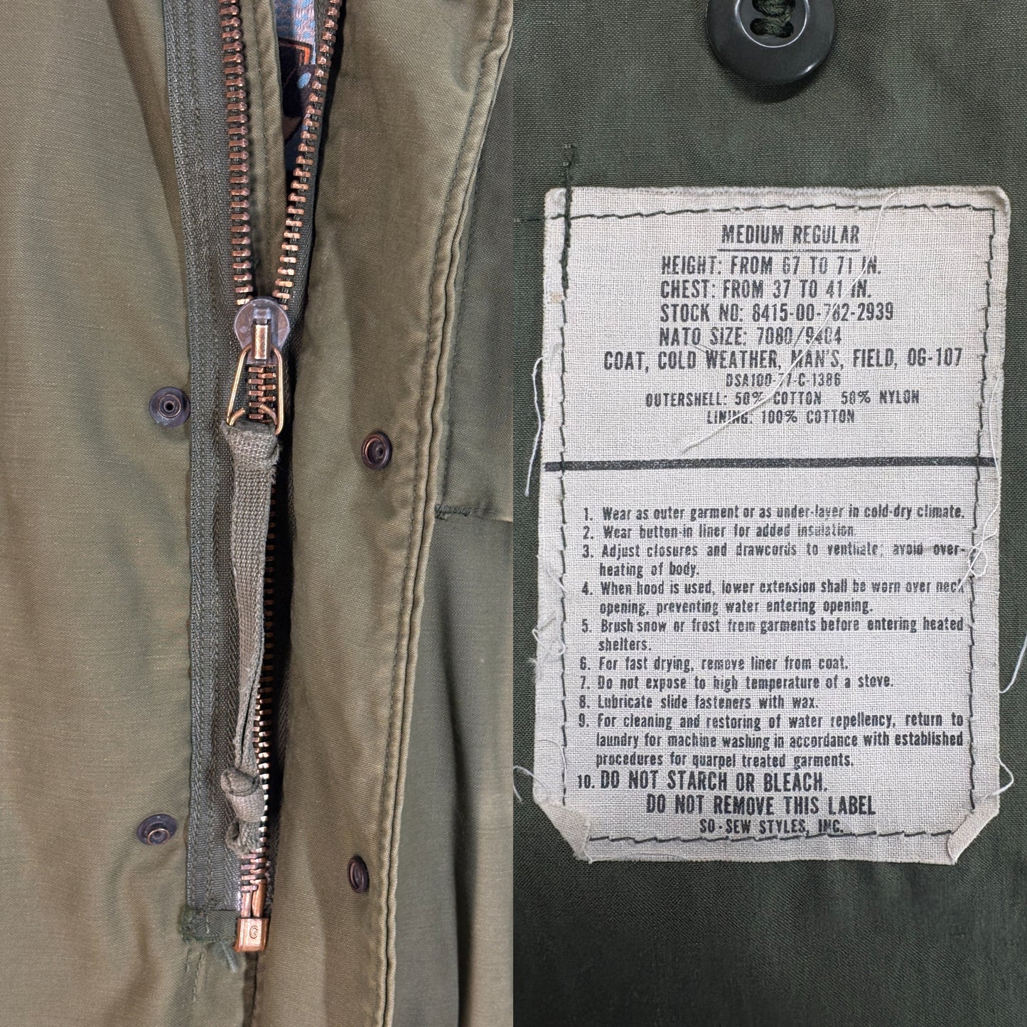 Medium Reg. Authentic 1977 US M-65 field jacket Military - USA Vintage Bcn