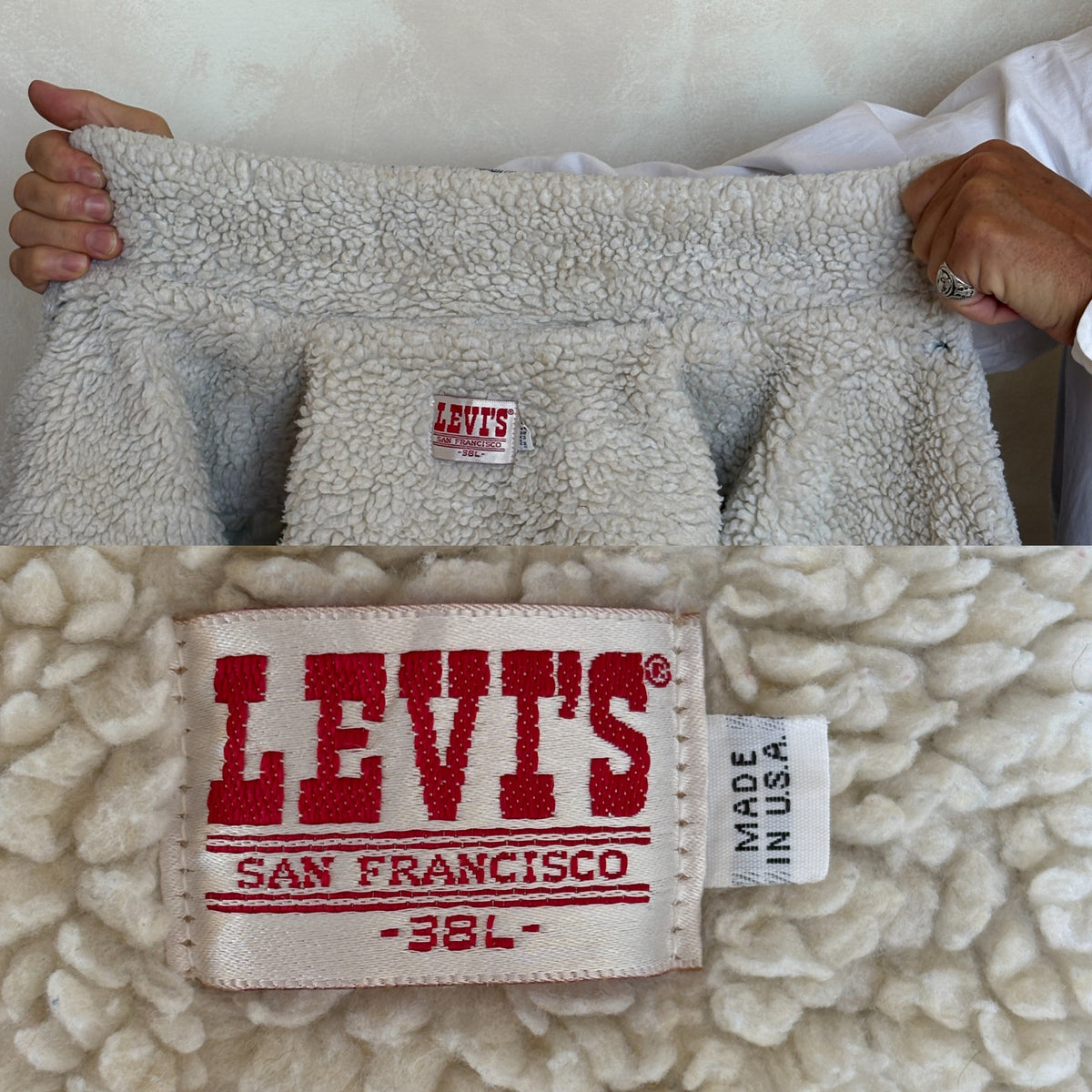Vintage Levi's San Francisco Sherpa-Lined Denim Trucker Jacket — Made In Usa — Size 38L
