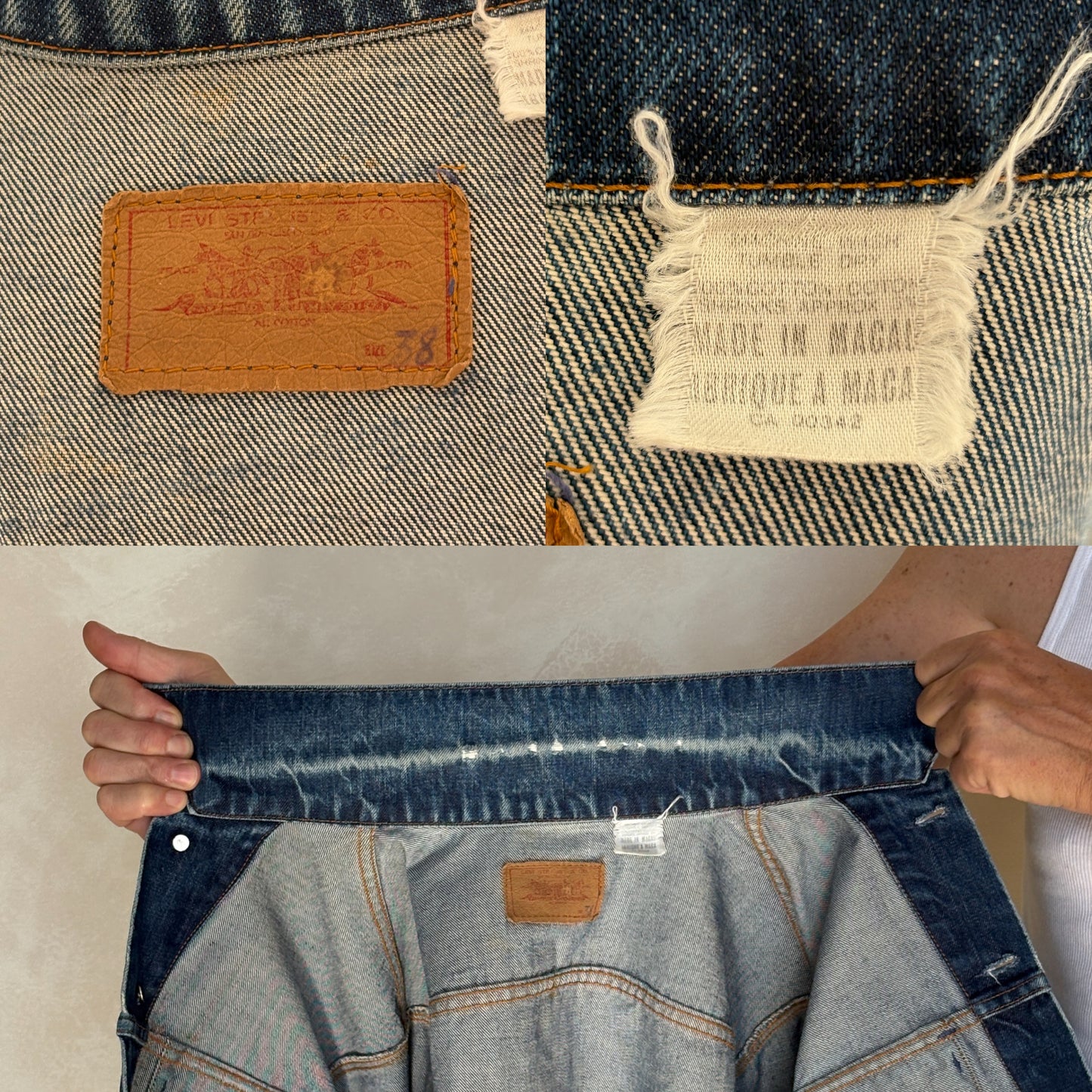 Size 40US / 50EU. Vintage Early 70s 2 pocket Levi’s Denim Jacket 70505 – Single Stitch Made in MACAU-AJ357 Studio