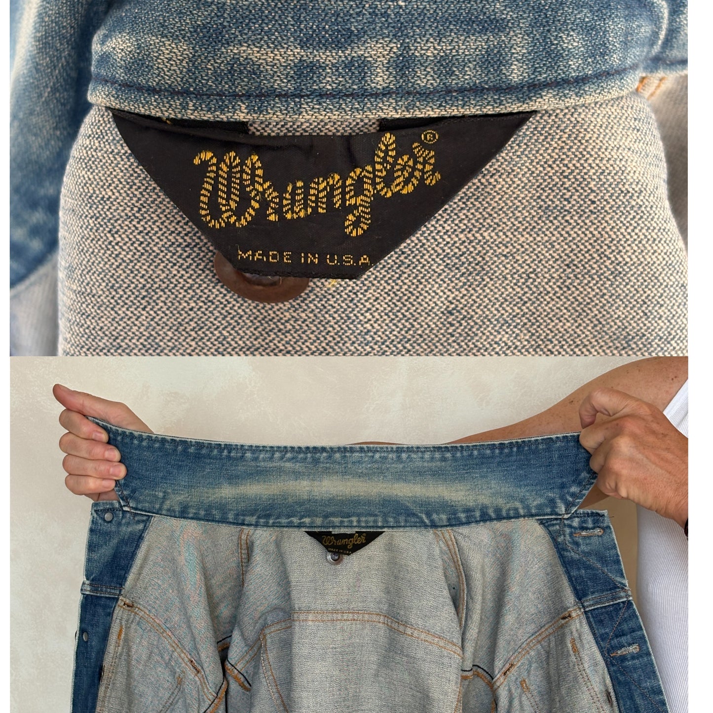 Size 42US / 52EU Authentic 80s Wrangler denim jacket -4 pockets- Made in the USA-AJ357 Studio