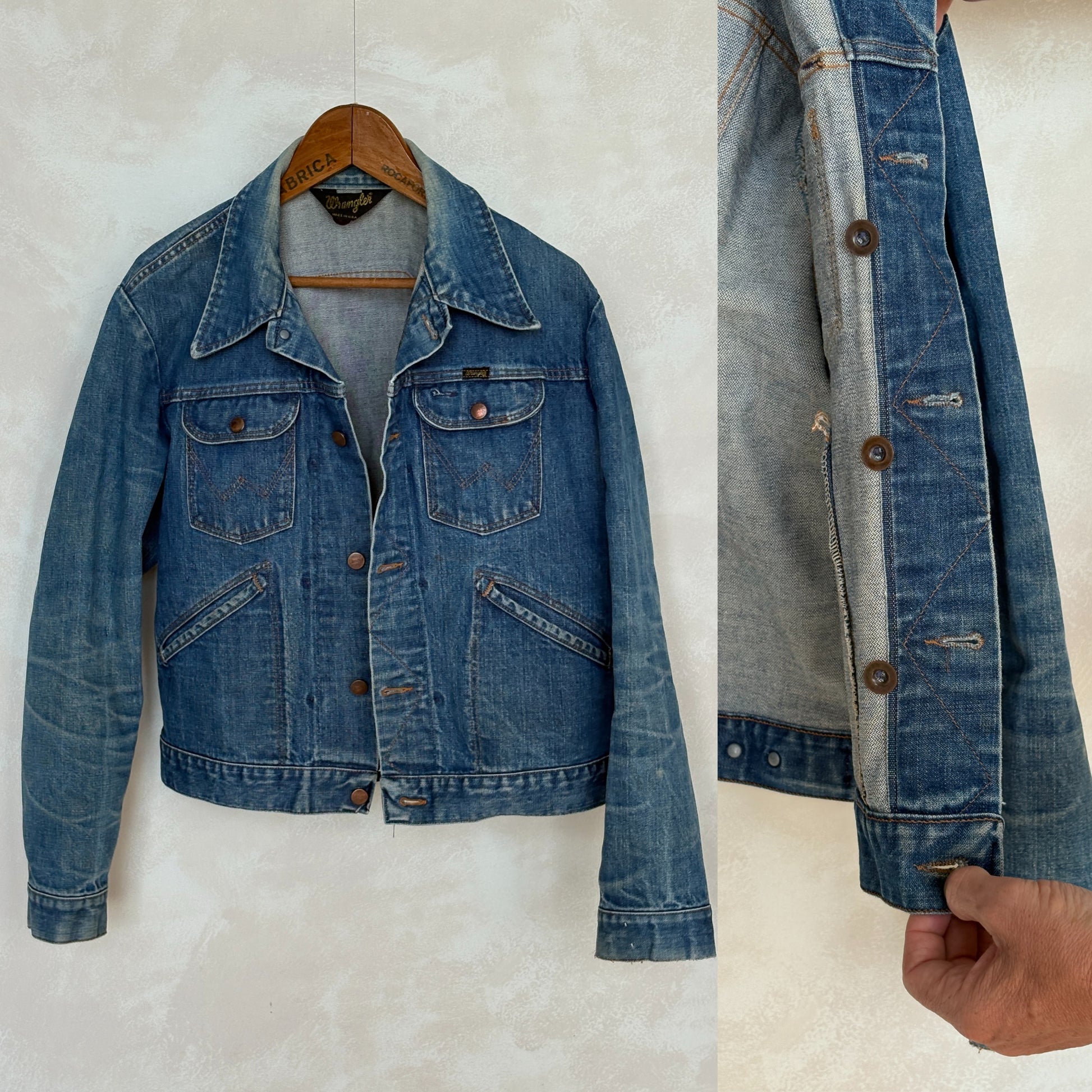 Size 42US / 52EU Authentic 80s Wrangler denim jacket -4 pockets- Made in the USA - USA Vintage Bcn