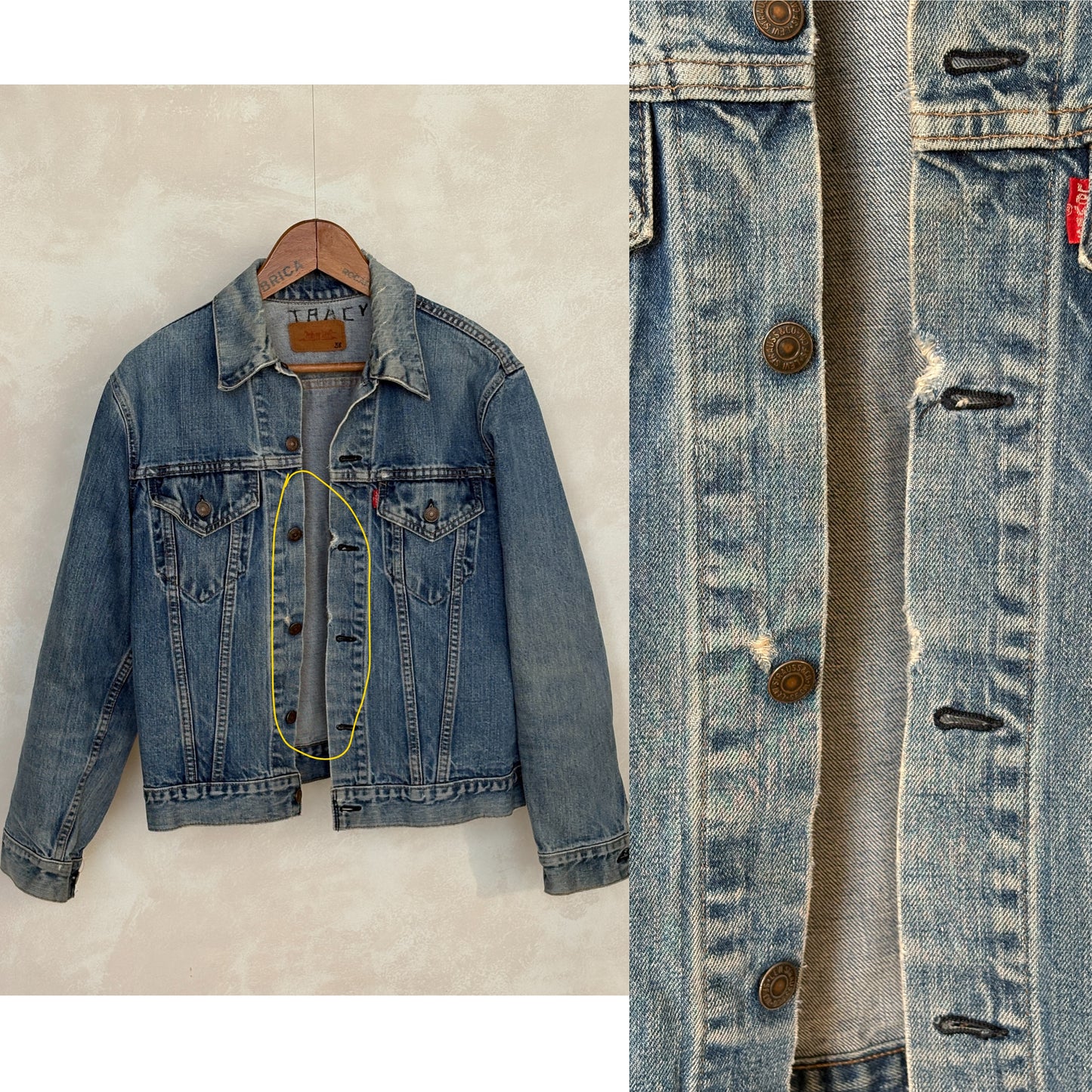 Size 38US / 48EU. Vintage 70s 2 pocket Levi’s Denim Jacket 70505 – Double Stitch, Made in USA - USA Vintage Bcn