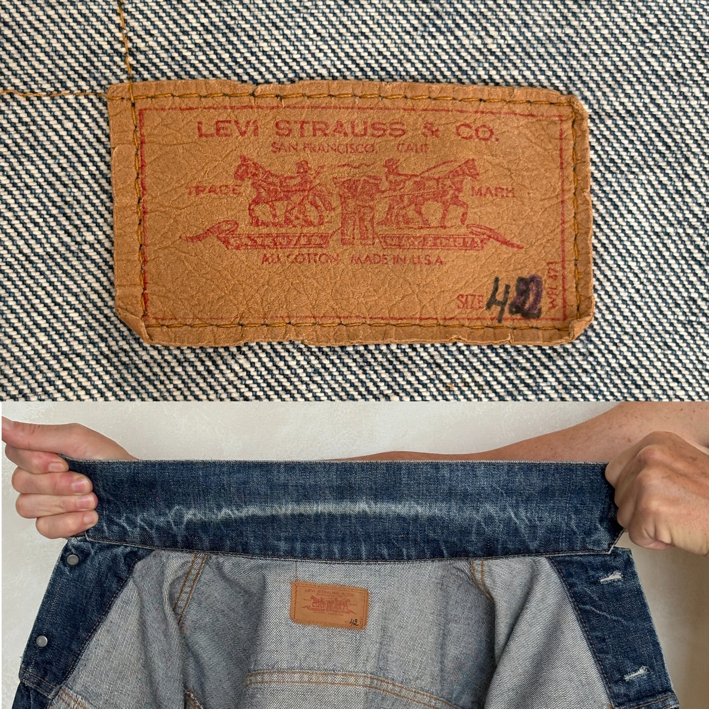 Size 40US / 50EU. Vintage Early 70s 2 pocket Levi’s Denim Jacket 70505 – Single Stitch, Made in USA-AJ357 Studio