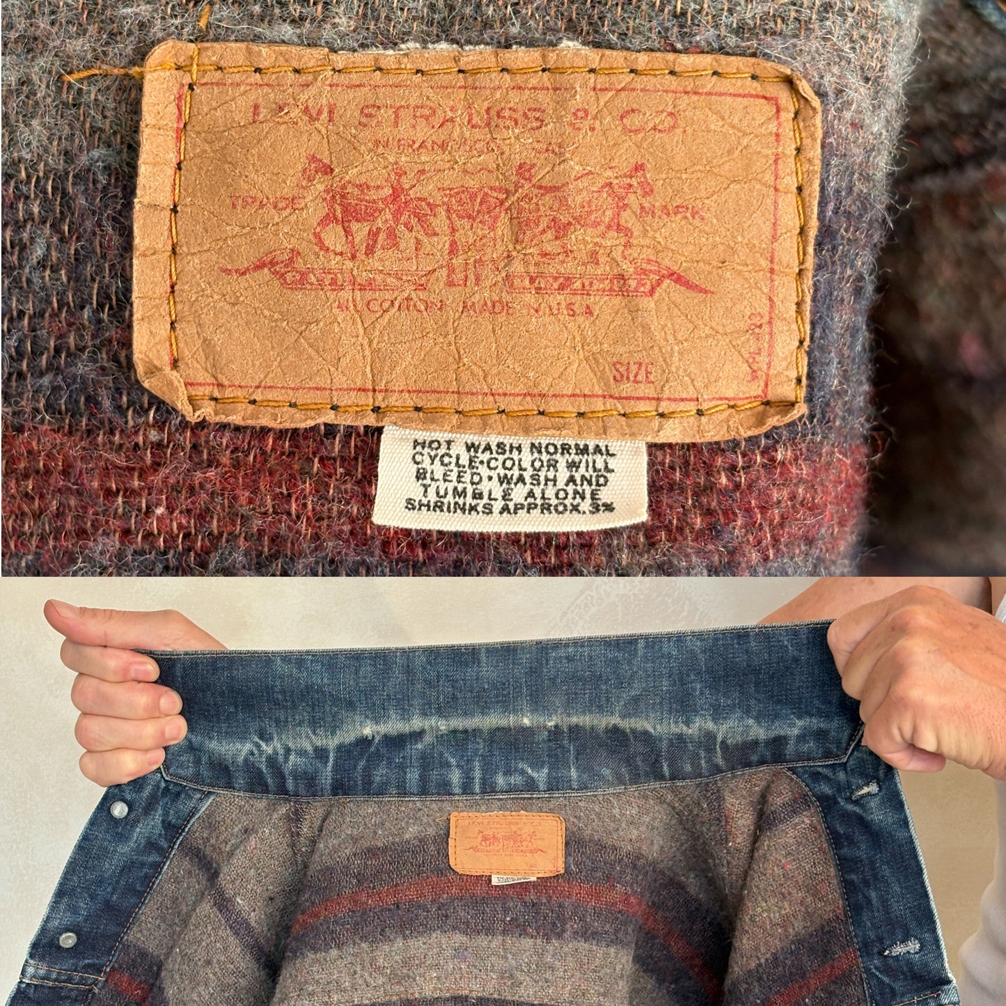 Size 38US / 48EU. Levis 70505 – Vintage Early 70s 2 pocket Levi’s lined Denim Jacket 70505 – Single Stitch, Made in USA-AJ357 Studio