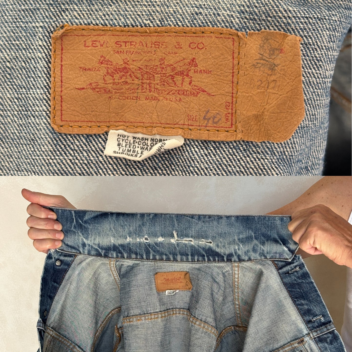 Size 40US / 50EU. Vintage Early 70s 2 pocket Levi’s Denim Jacket 70505 – Single Stitch, Made in USA-AJ357 Studio