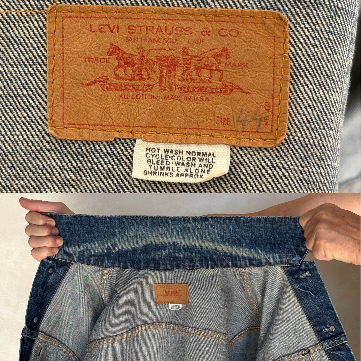 Size 44US / 54EU. Vintage Early 70s 2 pocket Levi’s Denim Jacket 70505 – Single Stitch, Made in USA-AJ357 Studio