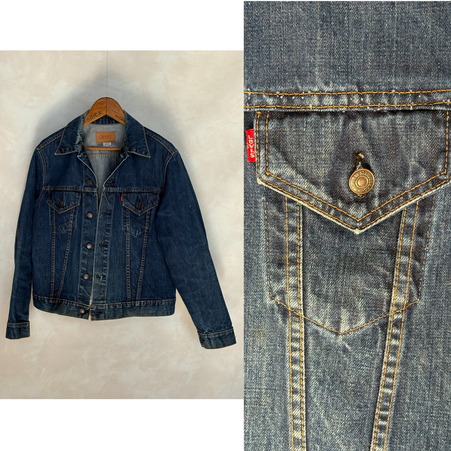 Size 44US / 54EU. Vintage Early 70s 2 pocket Levi’s Denim Jacket 70505 – Single Stitch, Made in USA - USA Vintage Bcn