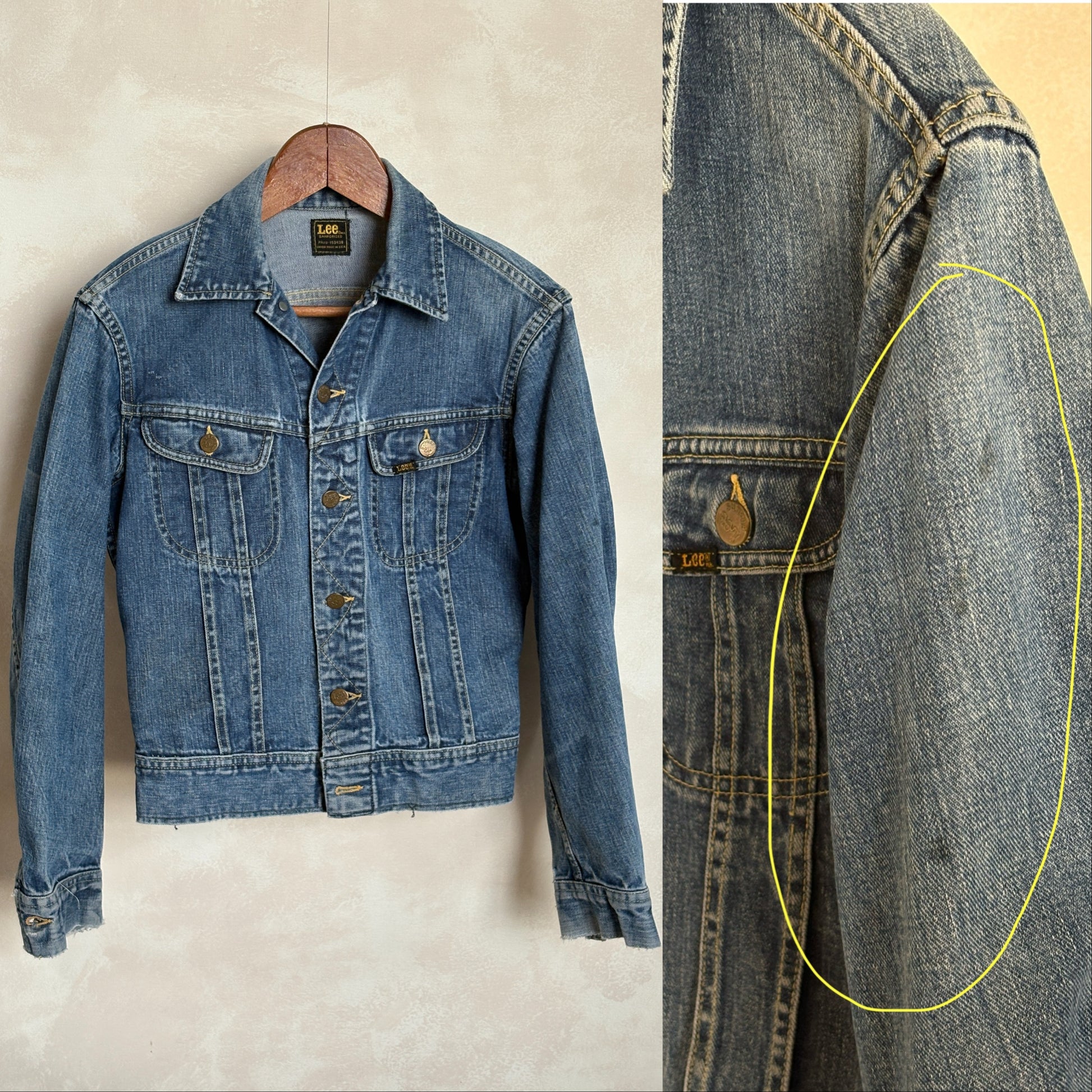 Size 36US / 46EU. Vintage 70s Lee Union Made Denim Shirt – 2 Pockets – Made in USA - USA Vintage Bcn