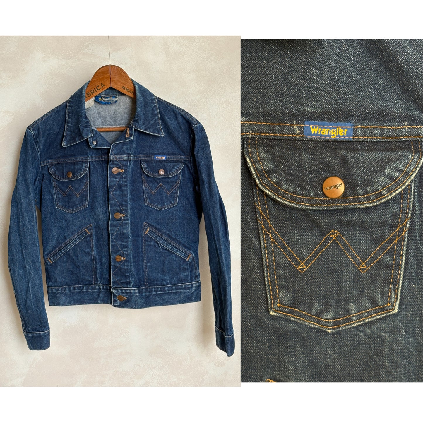 Size 38US . Vintage 90s Wrangler Denim Jacket – 4 Pockets – Made in Malta - USA Vintage Bcn