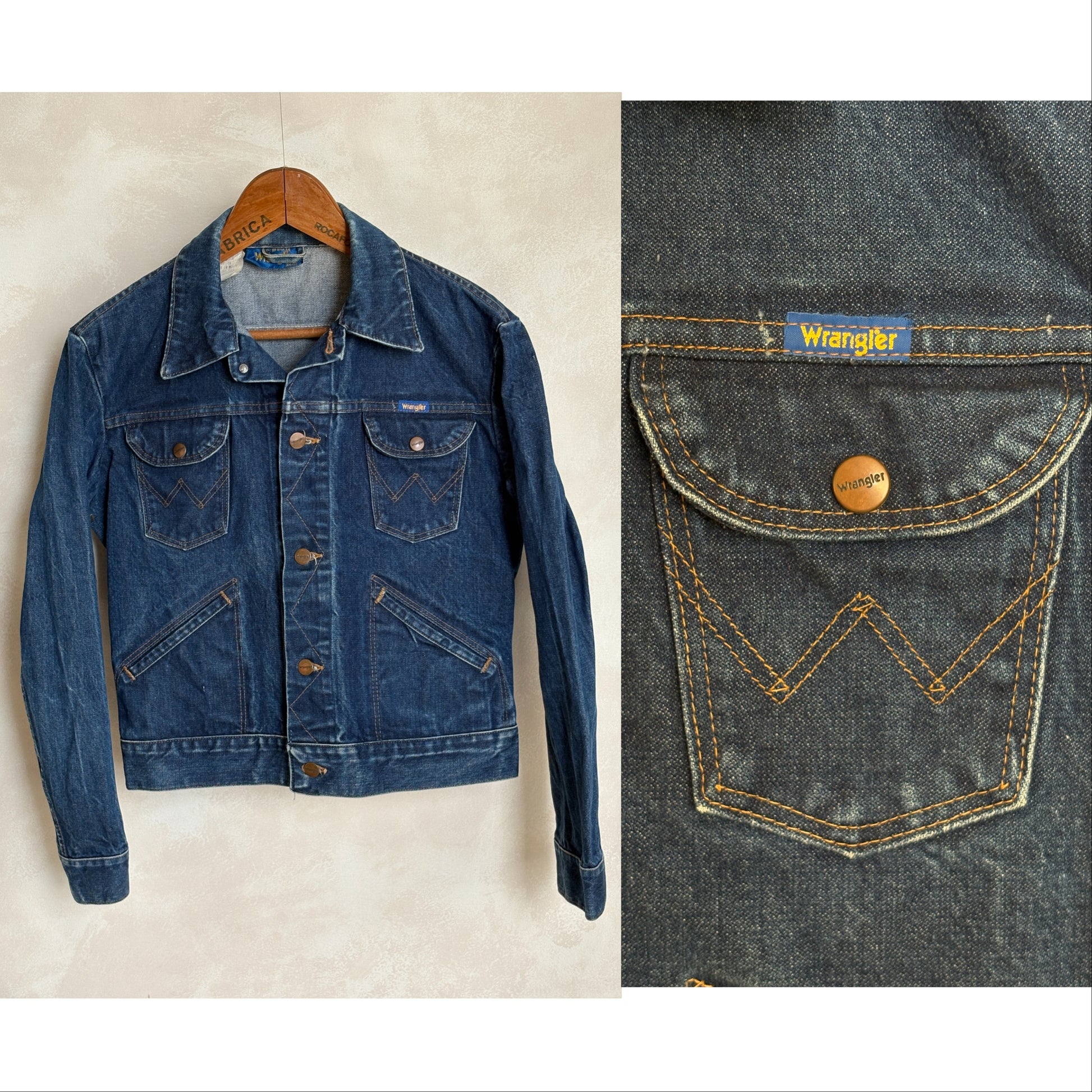 Size 38US . Vintage 90s Wrangler Denim Jacket – 4 Pockets – Made in Malta - USA Vintage Bcn