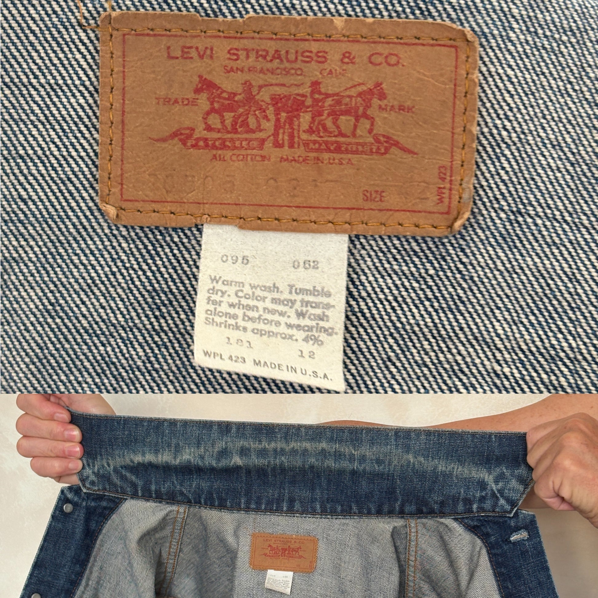 Size 42US / 52EU. Vintage 70s 2 pocket Levi’s Denim Jacket 70505 – Double Stitch, Made in USA - USA Vintage Bcn