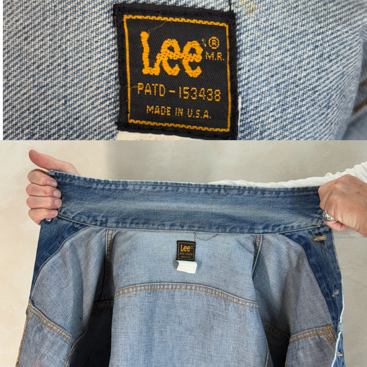 Size 42-44US / 52-54EU. Authentic 1970s Lee Denim Jacket – Made in USA – Two Chest Pockets - USA Vintage Bcn