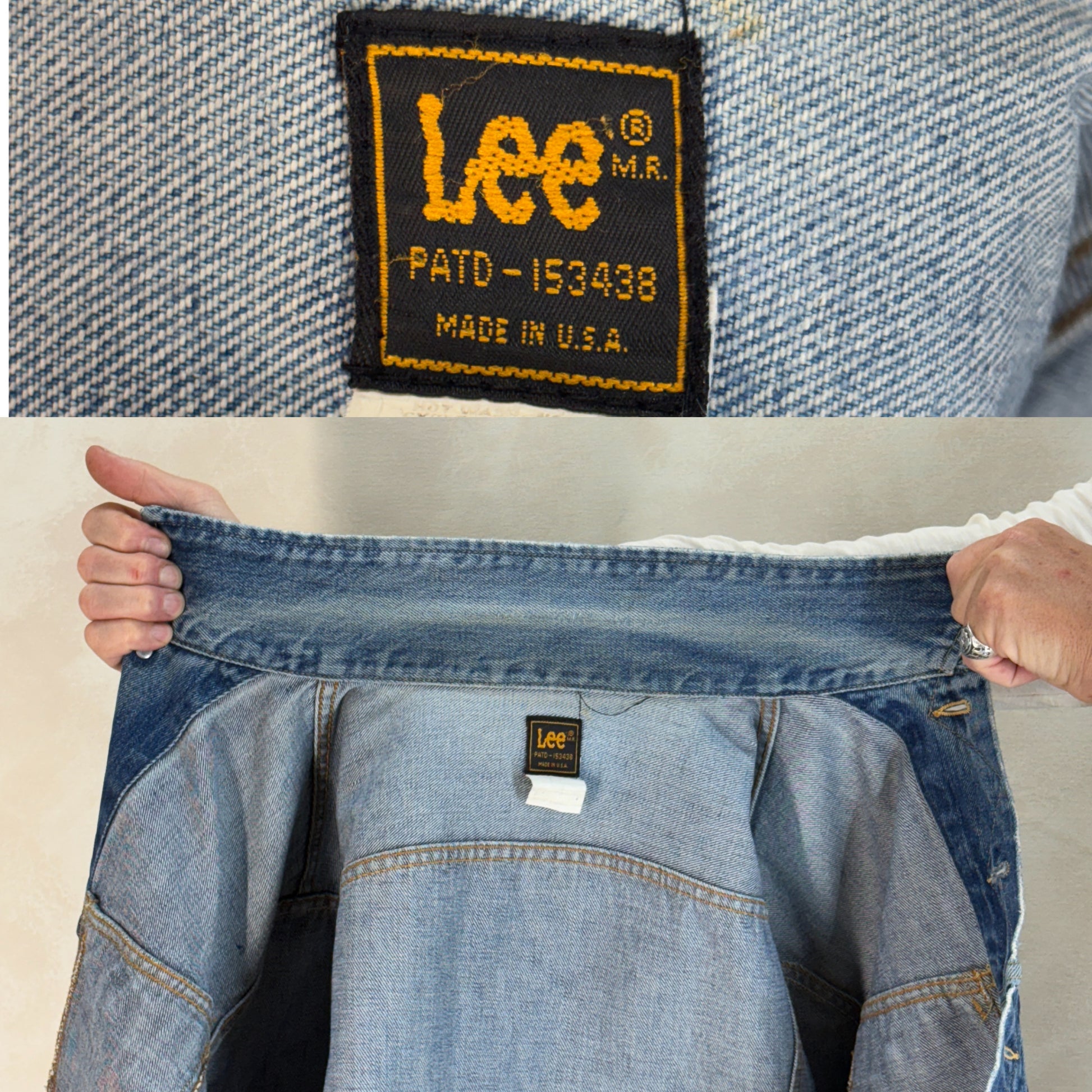 Size 42-44US / 52-54EU. Authentic 1970s Lee Denim Jacket – Made in USA – Two Chest Pockets - USA Vintage Bcn