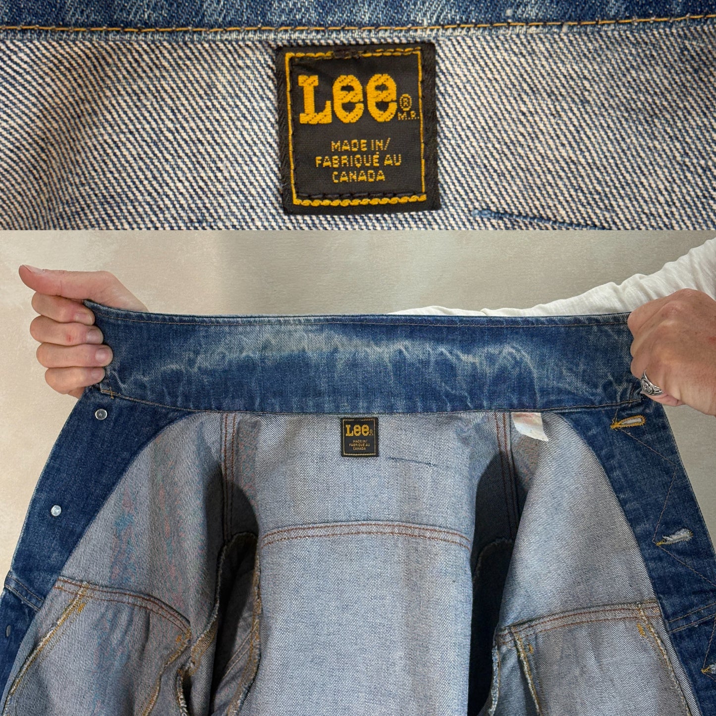 Size 42-44US / 52-54EU. Authentic 1970s Lee Denim Jacket – Made in USA – Two Chest Pockets - USA Vintage Bcn