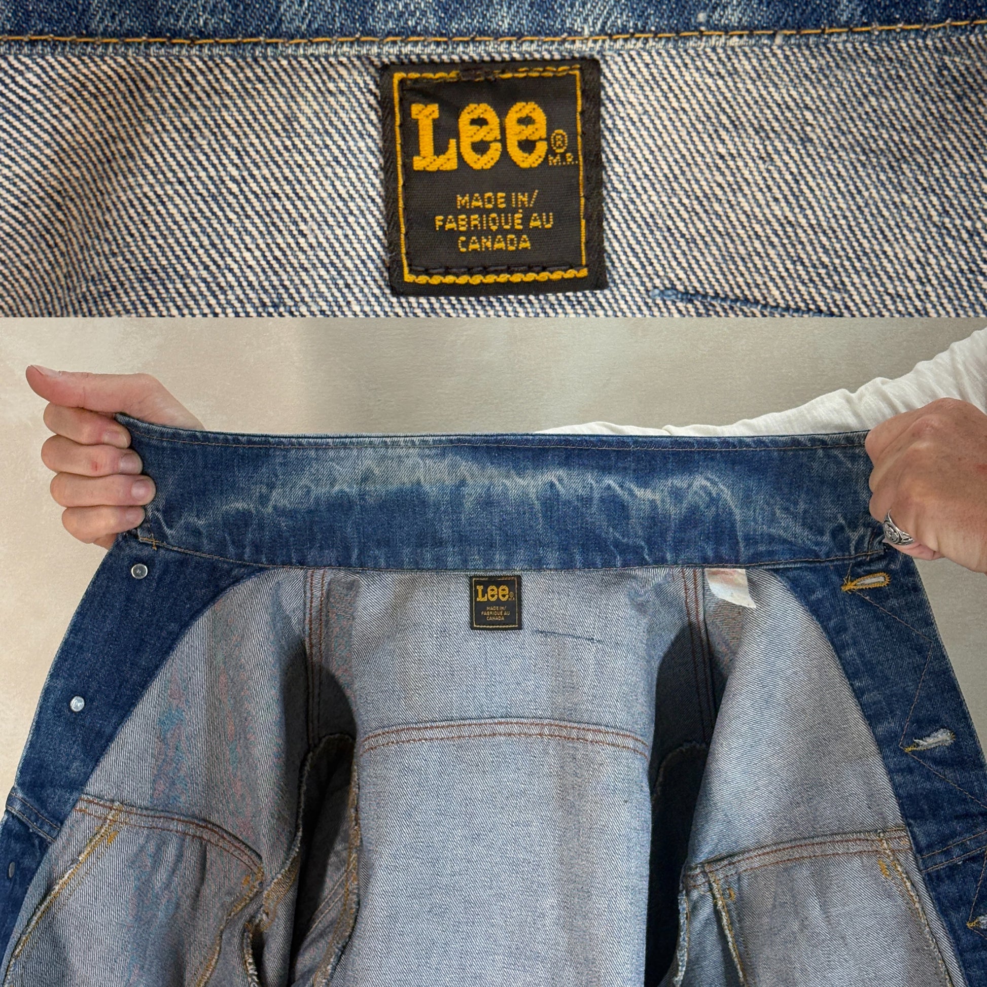 Size 42-44US / 52-54EU. Authentic 1970s Lee Denim Jacket – Made in USA – Two Chest Pockets - USA Vintage Bcn