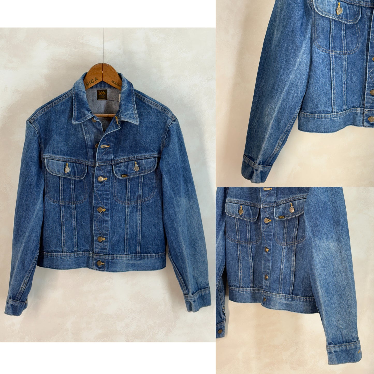 Size 42-44US / 52-54EU. Authentic 1970s Lee Denim Jacket – Made in USA – Two Chest Pockets - USA Vintage Bcn