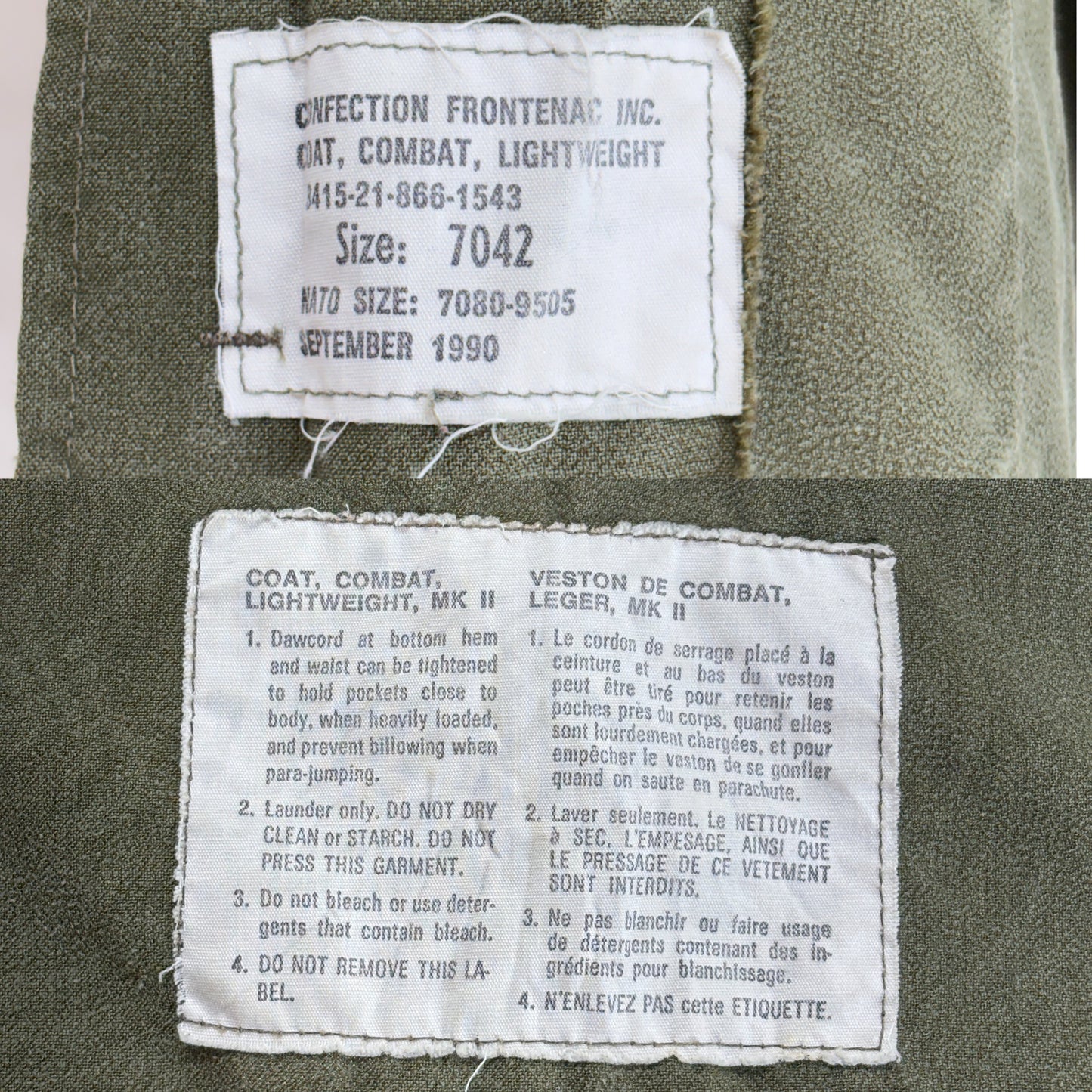 Size: Small. Original Canadian Army combat coats from 1990-AJ357 Studio