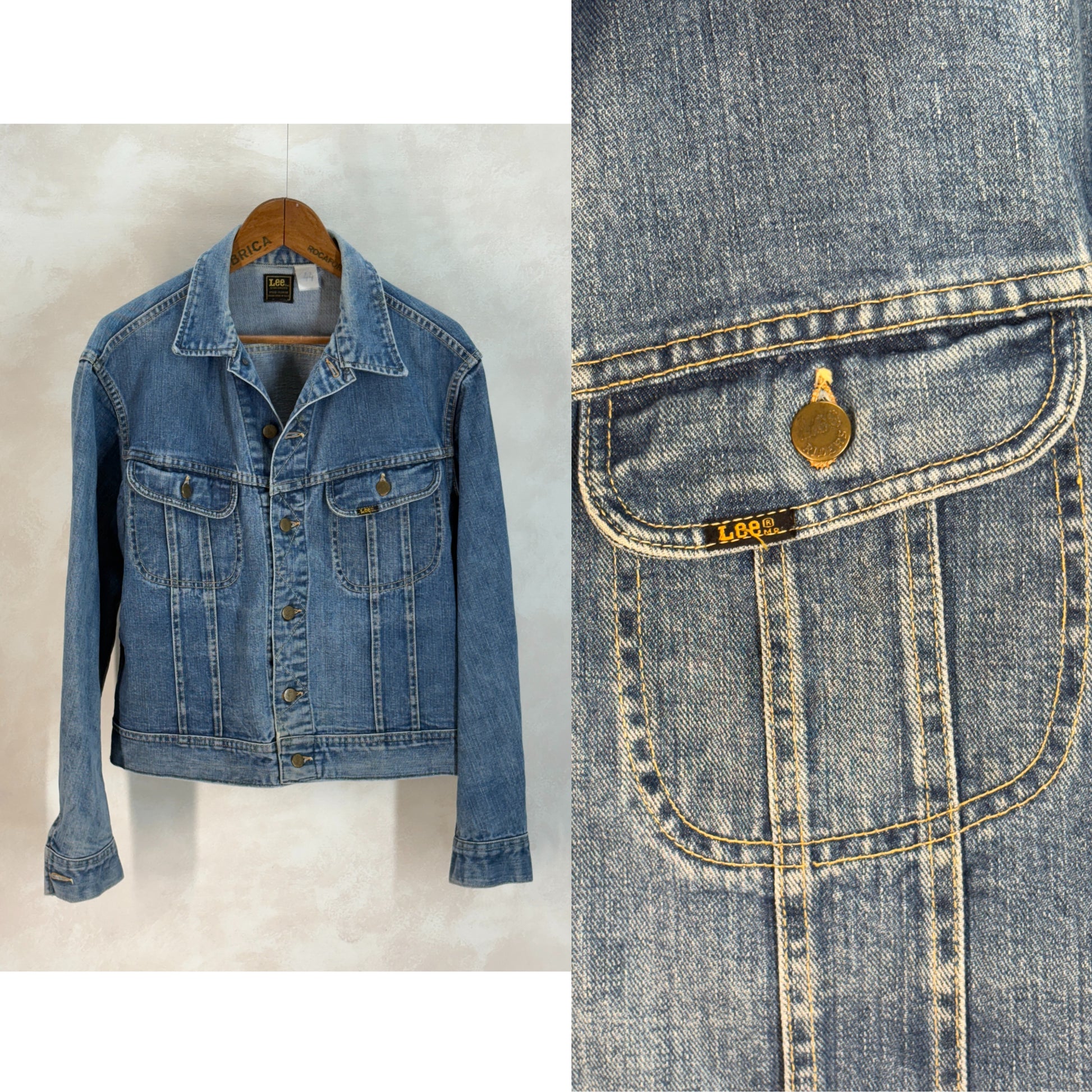 Size 42-44US / 52-54EU. Authentic 1970s Lee Denim Jacket – Made in USA – Twin Chest Pockets - USA Vintage Bcn