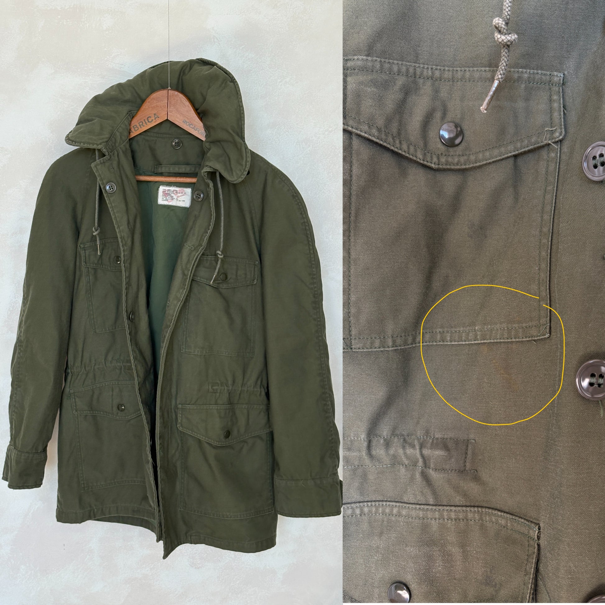 Small Reg. Authentic 1967 OG-107 field jacket Military - USA Vintage Bcn