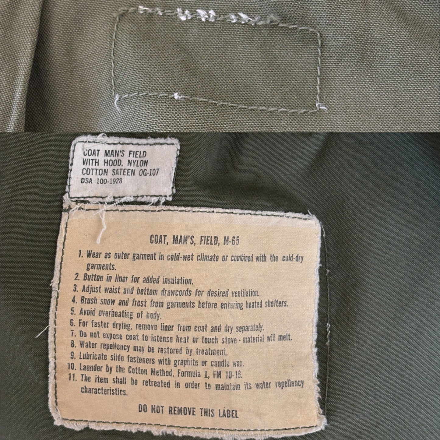 Small Reg. Rare Authentic 1965 first model US M-65 field jacket Military - USA Vintage Bcn