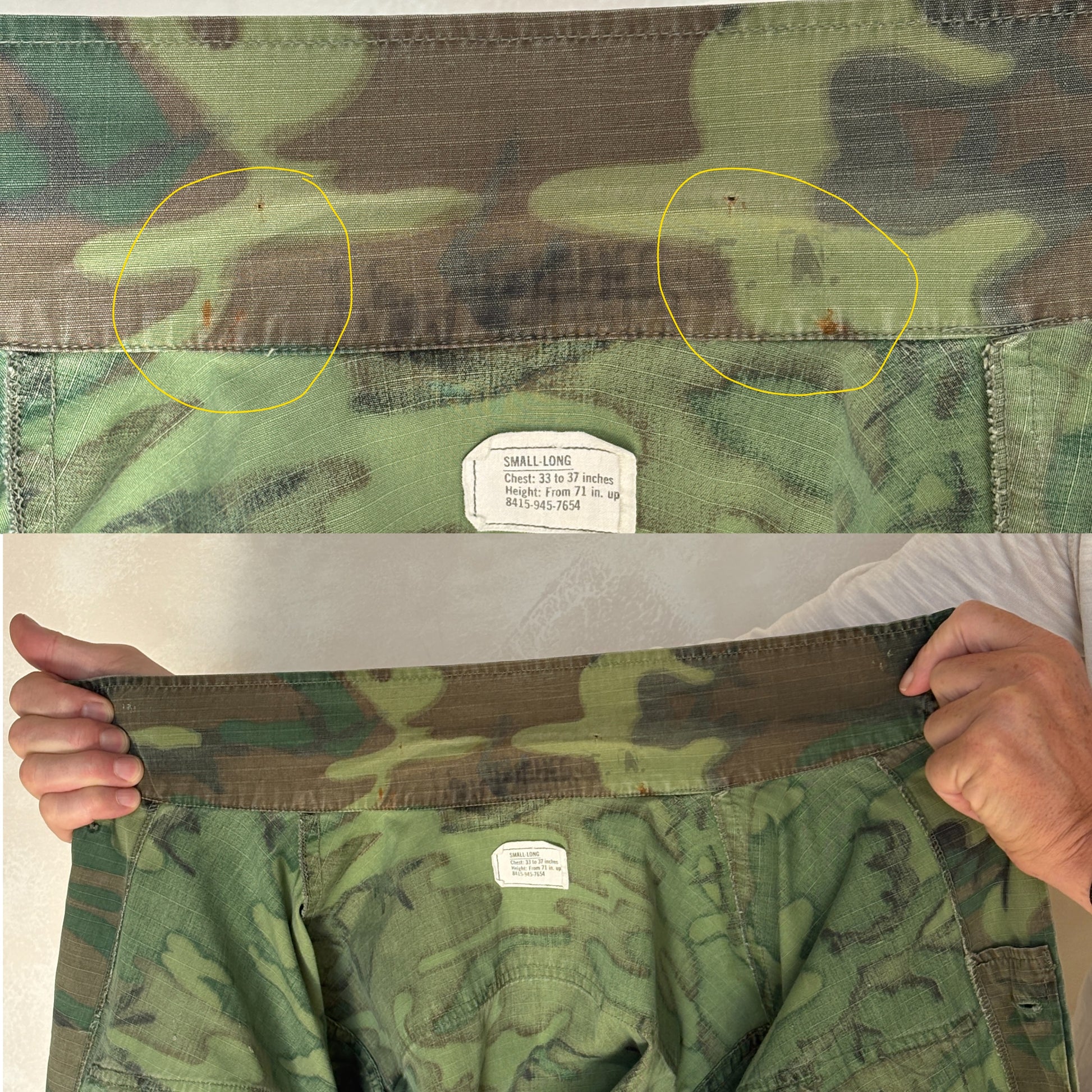 Small Long. Authentic USMC 1969 US Army vintage Erld camouflage Vietnam jungle jacket. Military - USA Vintage Bcn