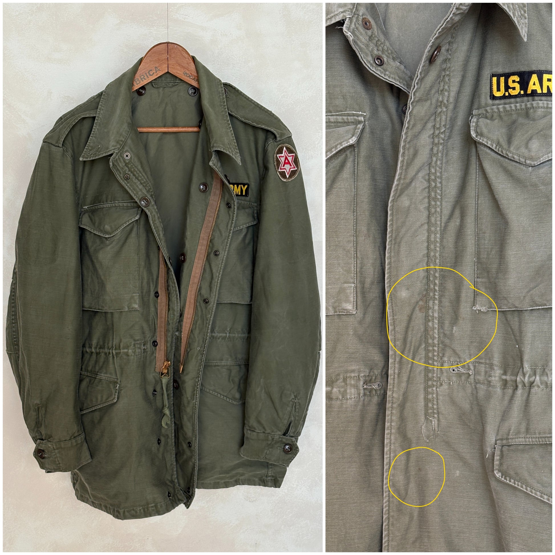 Med Long. Authentic 5th Army Vintage US Army M-51 OG-107 jacket. Military - USA Vintage Bcn