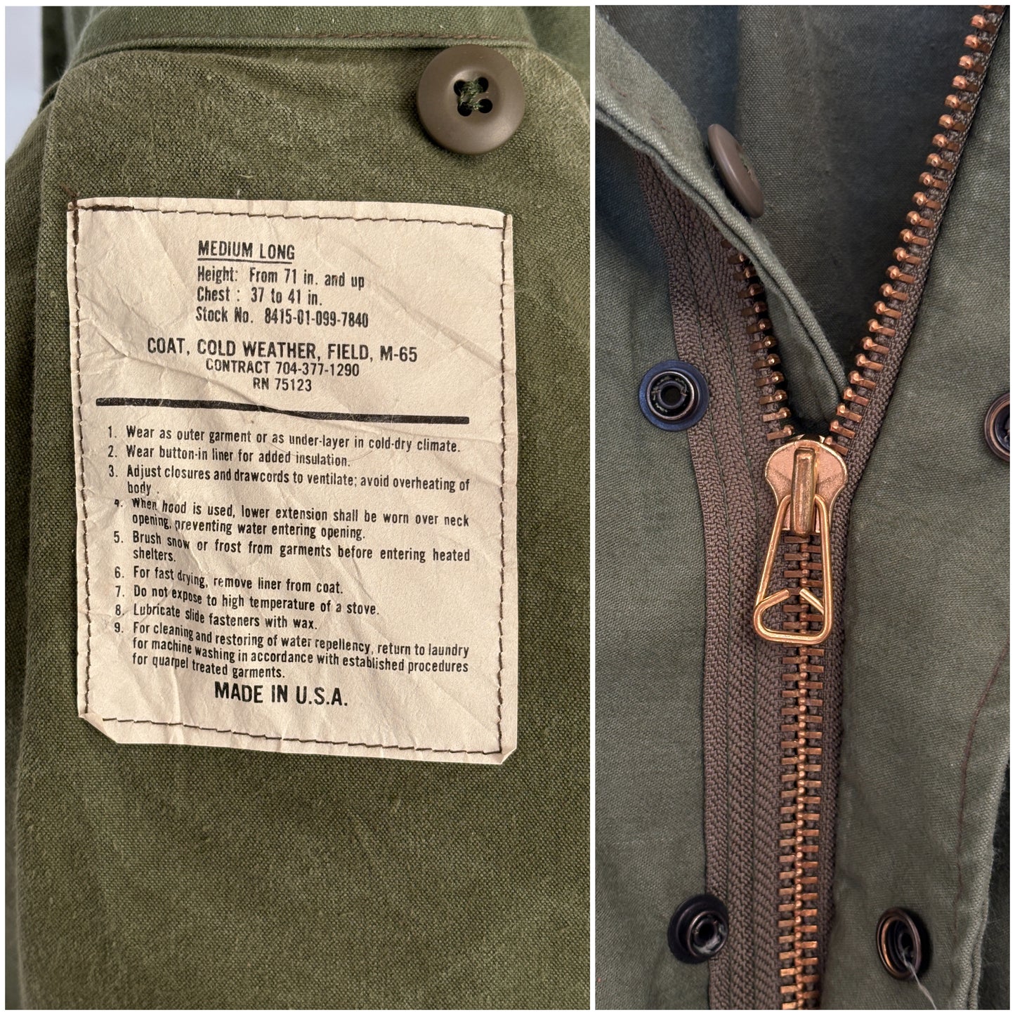 Medium Long. Civilian US M-65 field jacket Military Style .Not army issued - USA Vintage Bcn