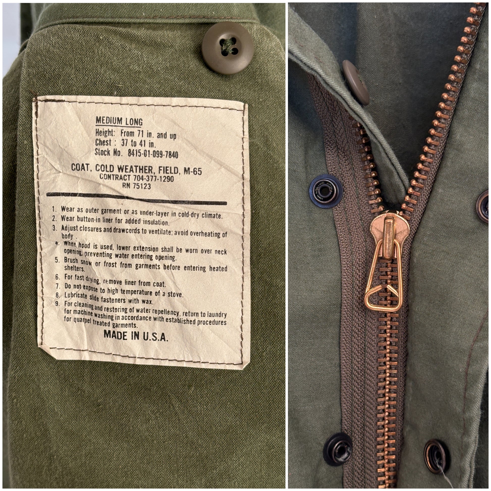 Medium Long. Civilian US M-65 field jacket Military Style .Not army issued - USA Vintage Bcn