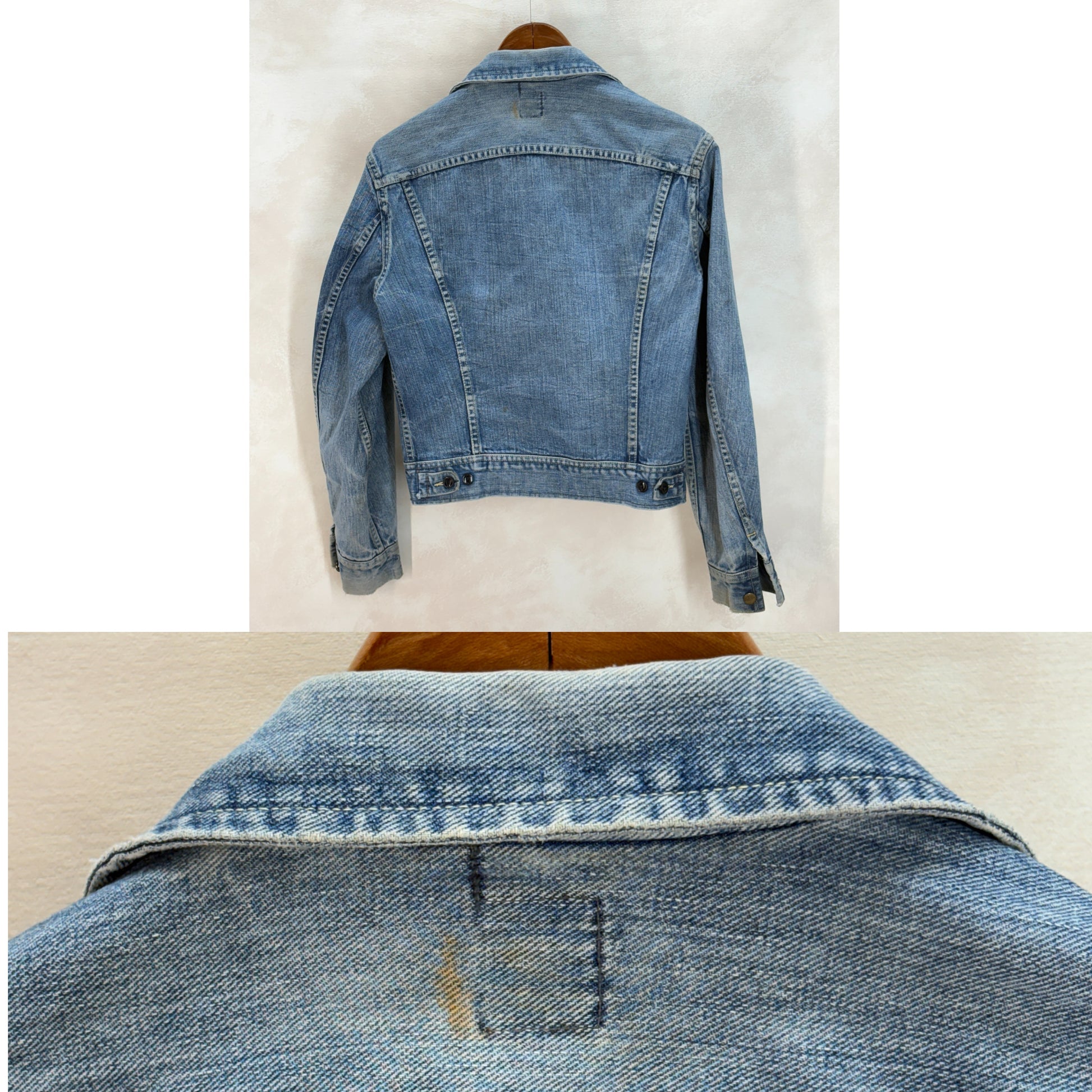 Size 36US / 46EU. Authentic 1970s Lee Union Made Denim Jacket – Made in USA – Two Chest Pockets - USA Vintage Bcn