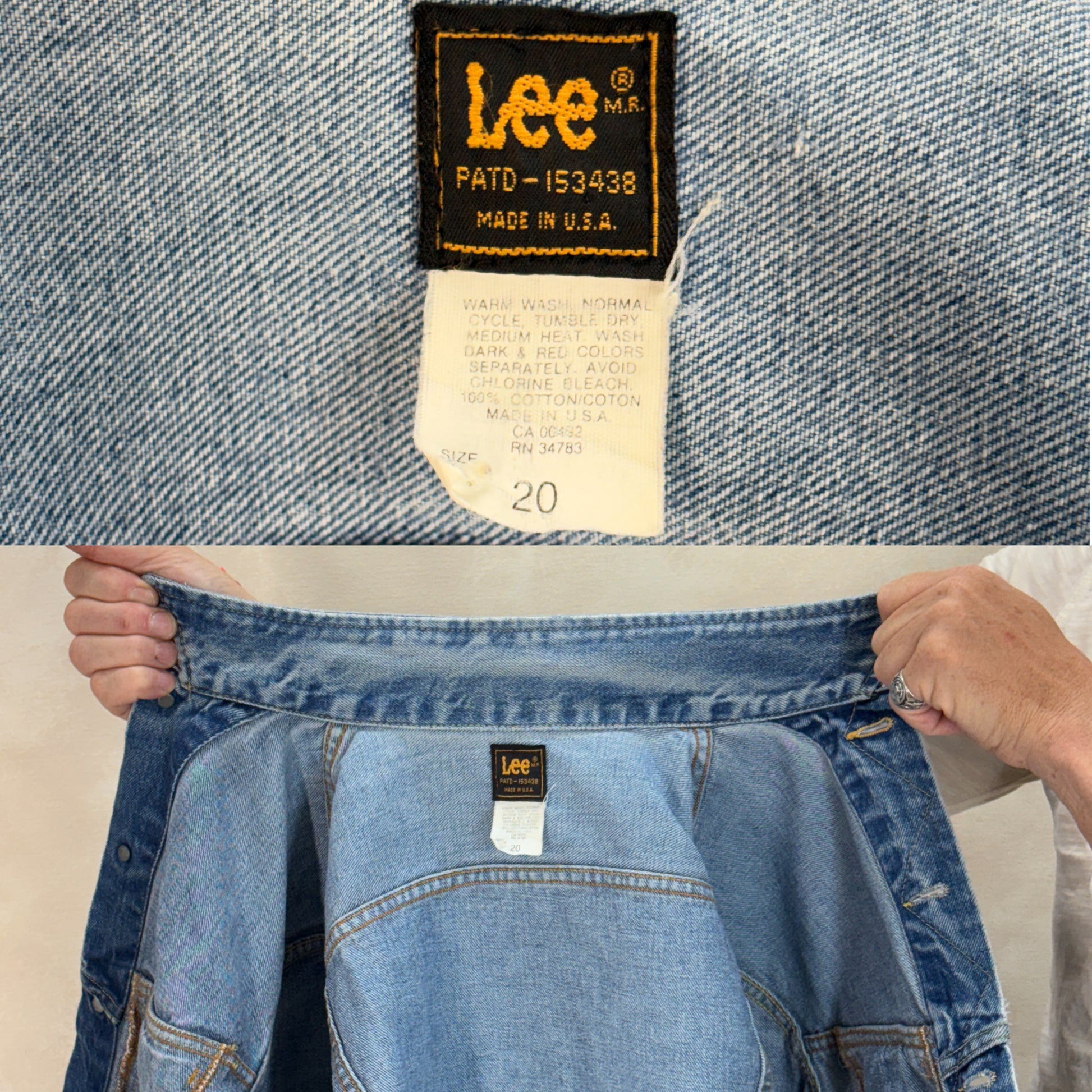 Size 36US / 46EU. Authentic 1970s Lee Denim Jacket – Made in USA – Two Chest Pockets - USA Vintage Bcn