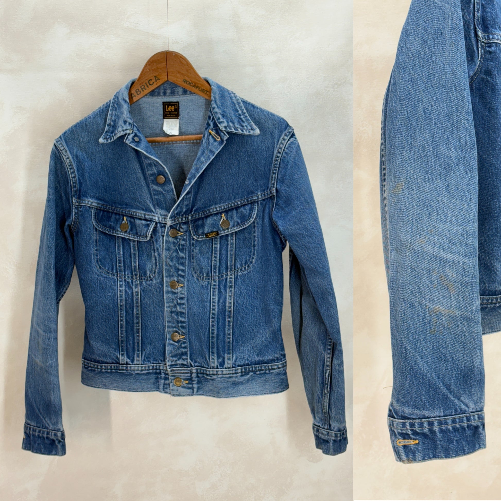 Size 36US / 46EU. Authentic 1970s Lee Denim Jacket – Made in USA – Two Chest Pockets - USA Vintage Bcn