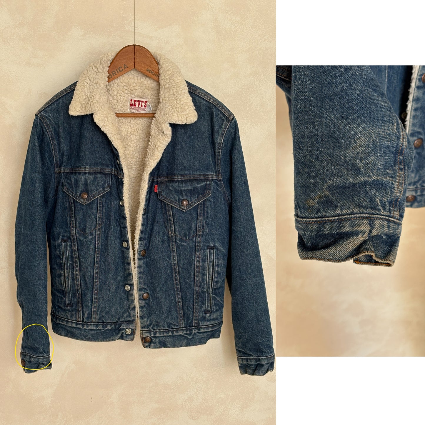 Size 36US/46EU. 4 pockets Vintage Levis fleece-sherpa Jacket Made in USA.