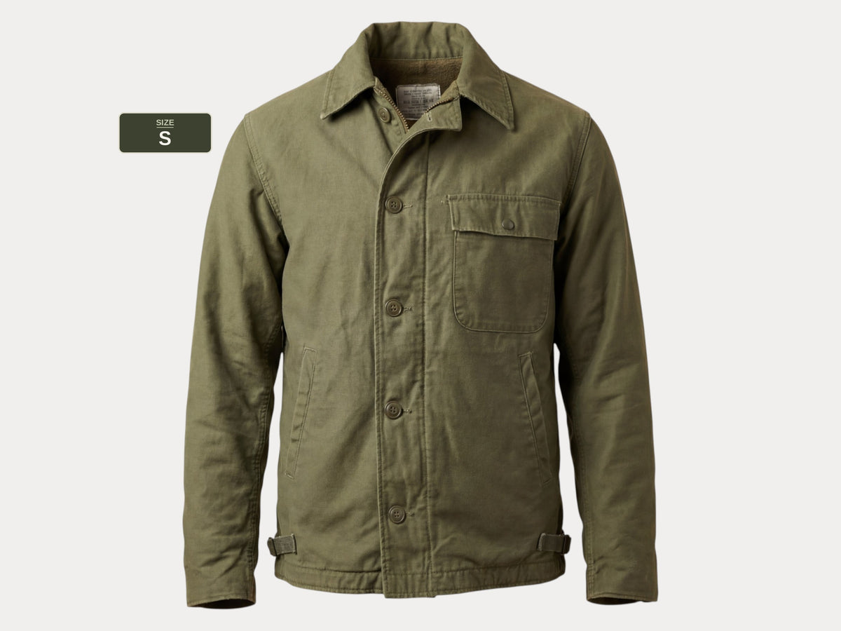 US Navy A-2 Deck Jacket — 1981 Issue, Authentic Military Outerwear Made in USA - Size Small.-AJ357 Studio
