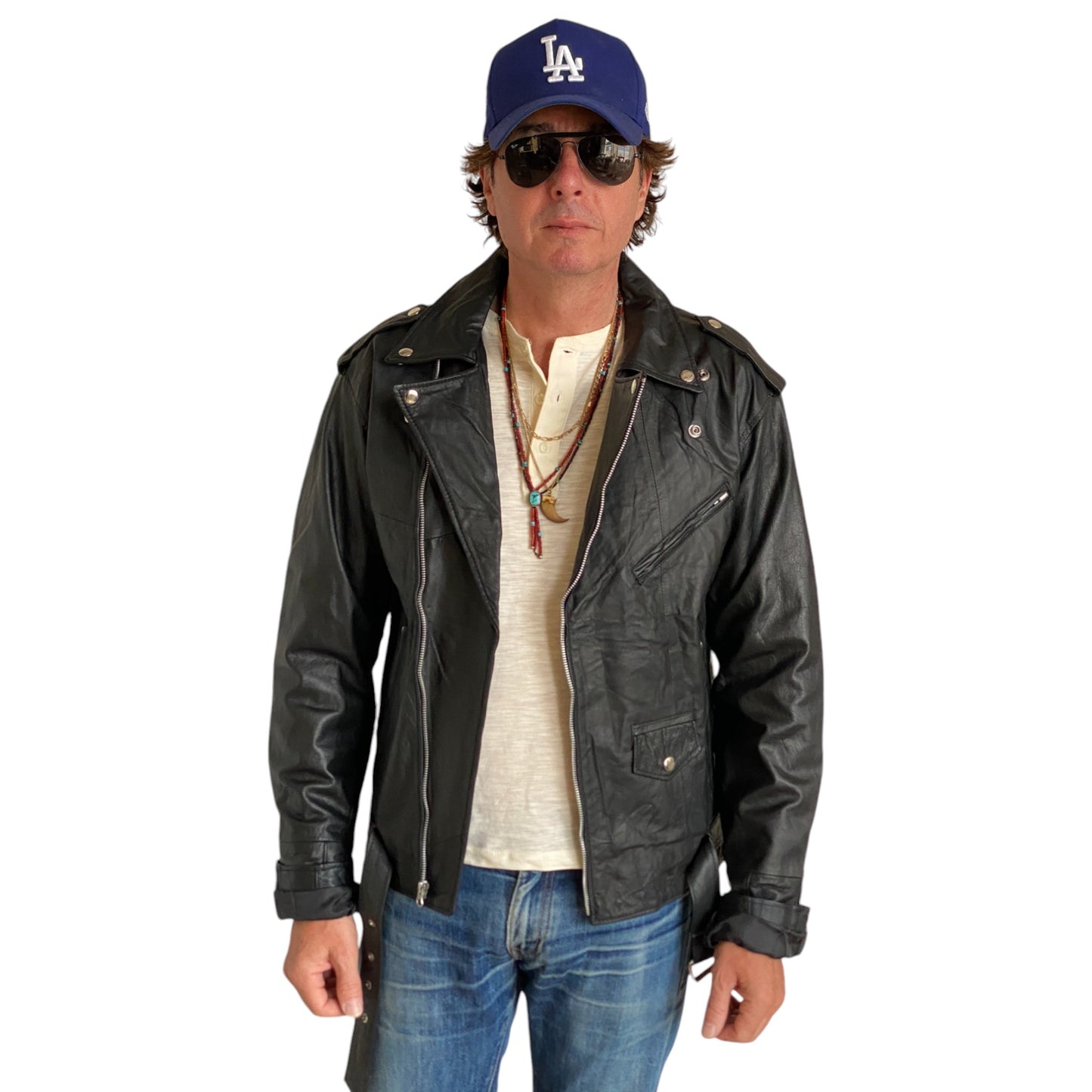 Medium Recycled Leather Motorcycle Jacket | Eco-Friendly Biker Gear - USA Vintage Bcn