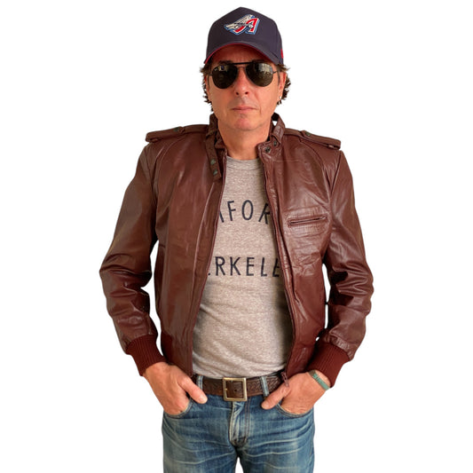 Size 12US Vintage 80s  leather jacket removable lining