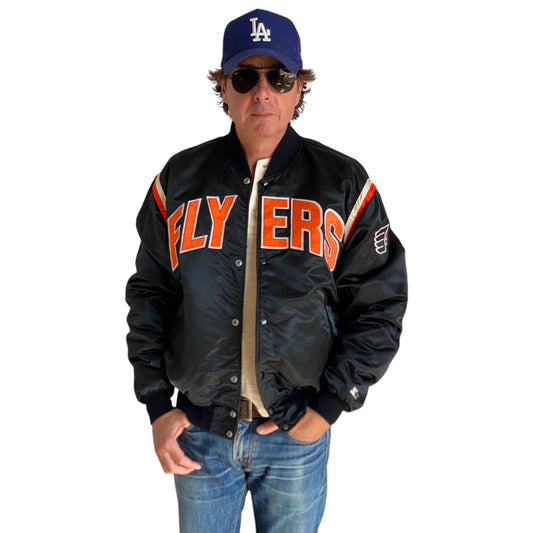 Vintage Philadelphia Flyers Starter satin jacket made in USA, size XLarge.