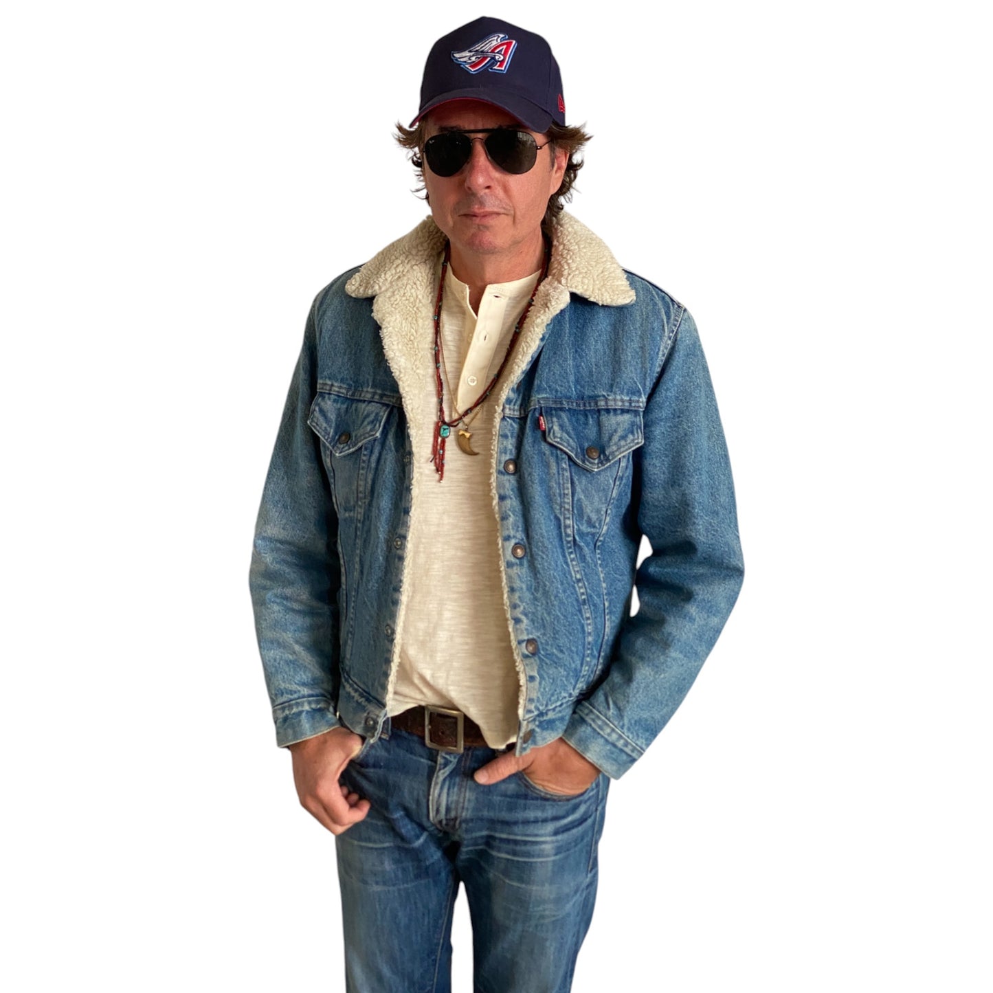 Vintage Levi’s faux sherpa fleece denim jacket made in USA, size 40US / 50EU.