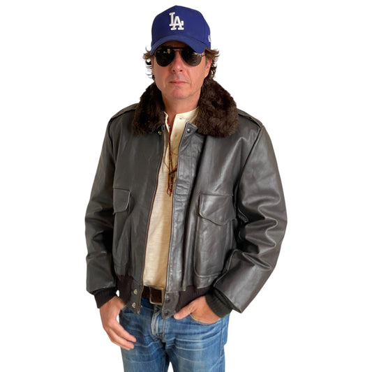 Vintage Aviator Leather Bomber Flight Jacket - Size 44US Regular (54EU) | Classic Style