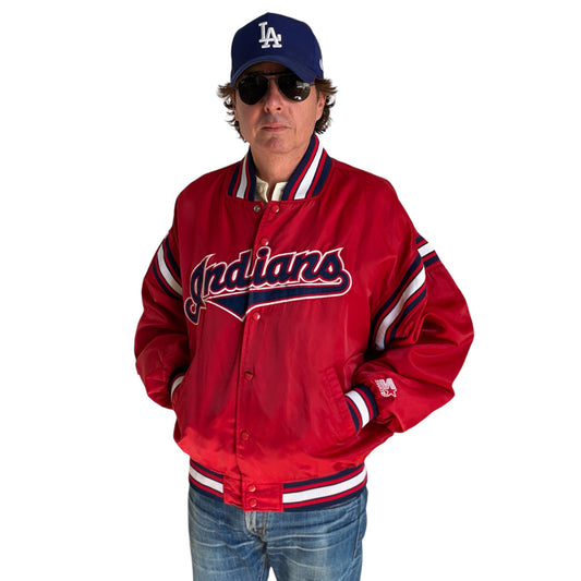 Vintage 1990s Cleveland Indians Starter satin jacket, size large.