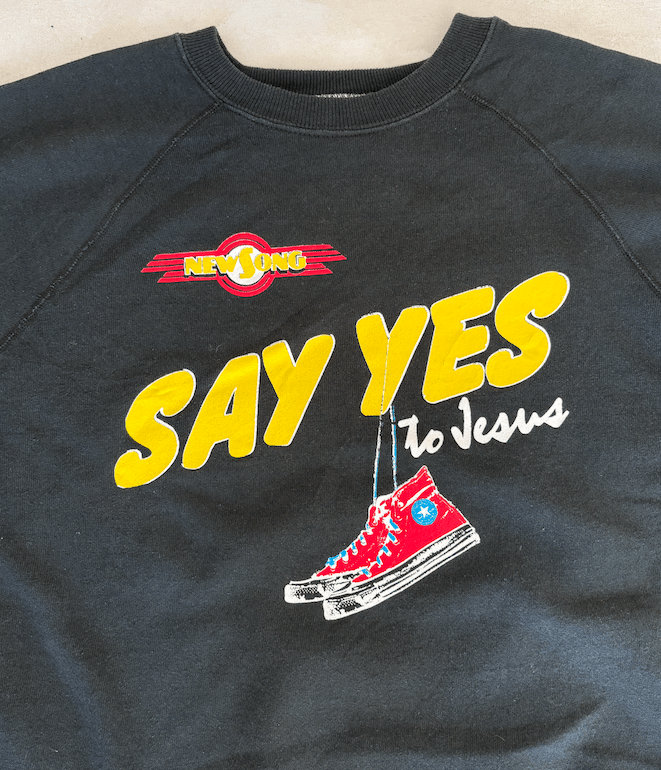 Size XL Crew Neck 80s Say Yes To Jesus Made In USA By BW - USA Vintage Bcn