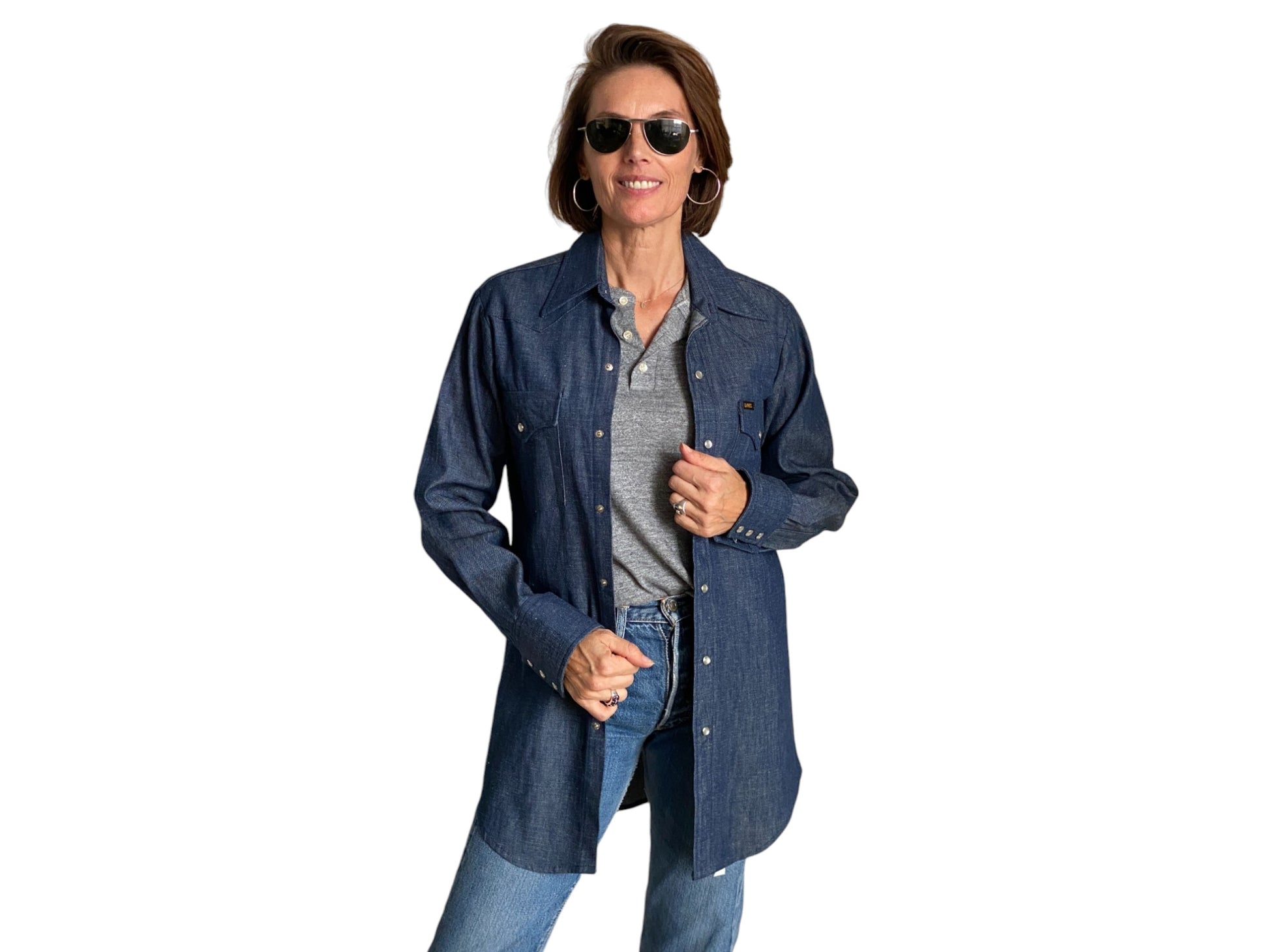 Size Small . NOS Vintage Lee denim shirt Made in USA - USA Vintage Bcn